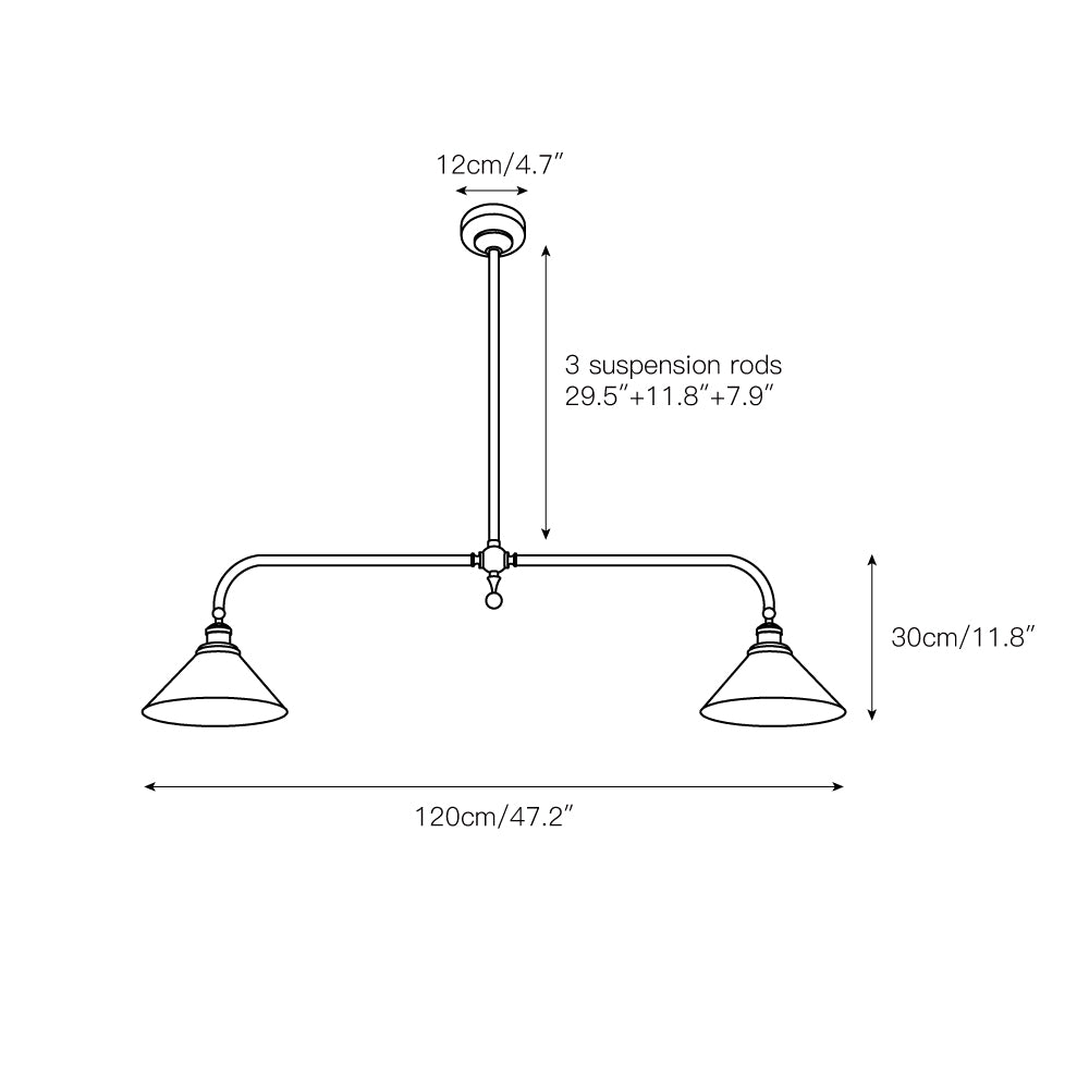 Linear 2-Light Pendant for Dining Table and Kitchen Island