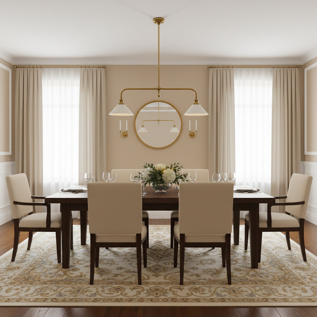 Linear 2-Light Pendant for Dining Table and Kitchen Island