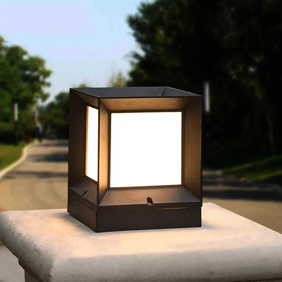 Outdoor Bollard Light 12W LED in Modern Black, Four Sizes