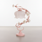 Rose Table Lamp with Porcelain Flowers and Milk Glass Shade