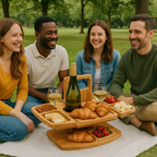 Portable Wooden Wine Tray with Bottle and Glass Holders