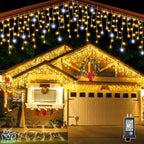 LED Icicle Lights with Flicker Effect, Warm White IP44