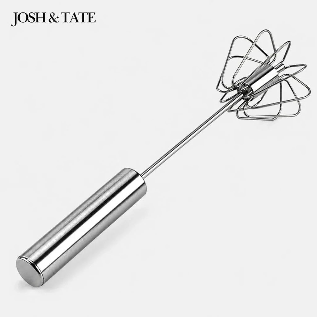Push and Twist Stainless Steel Egg Beater, One-Hand Whisk