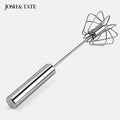 Push and Twist Stainless Steel Egg Beater, One-Hand Whisk