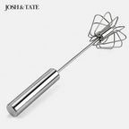 Push and Twist Stainless Steel Egg Beater, One-Hand Whisk