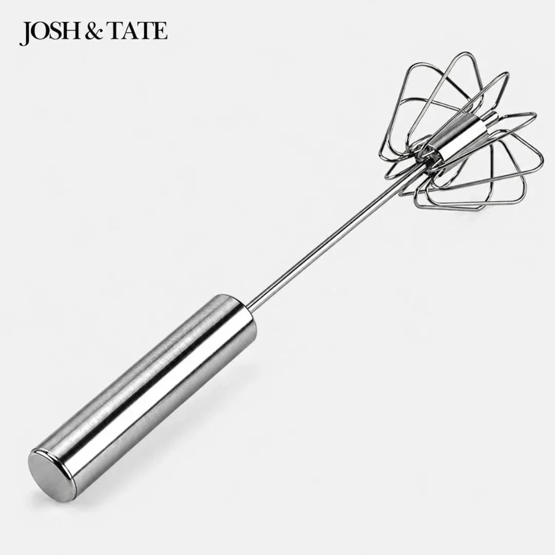 Push and Twist Stainless Steel Egg Beater, One-Hand Whisk
