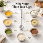 Push and Twist Stainless Steel Egg Beater, One-Hand Whisk