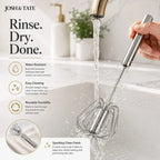 Push and Twist Stainless Steel Egg Beater, One-Hand Whisk
