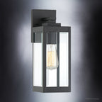 Black Steel Outdoor Wall Lantern 36cm with Bevelled Glass