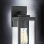 Black Steel Outdoor Wall Lantern 36cm with Bevelled Glass