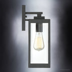 Black Steel Outdoor Wall Lantern 36cm with Bevelled Glass