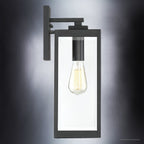 Black Steel Outdoor Wall Light with Bevelled Glass, 43cm