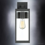 Black Steel Outdoor Wall Light with Bevelled Glass, 43cm