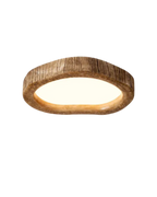 Round Wood-Effect LED Ceiling Light, Low Profile, 3 Sizes