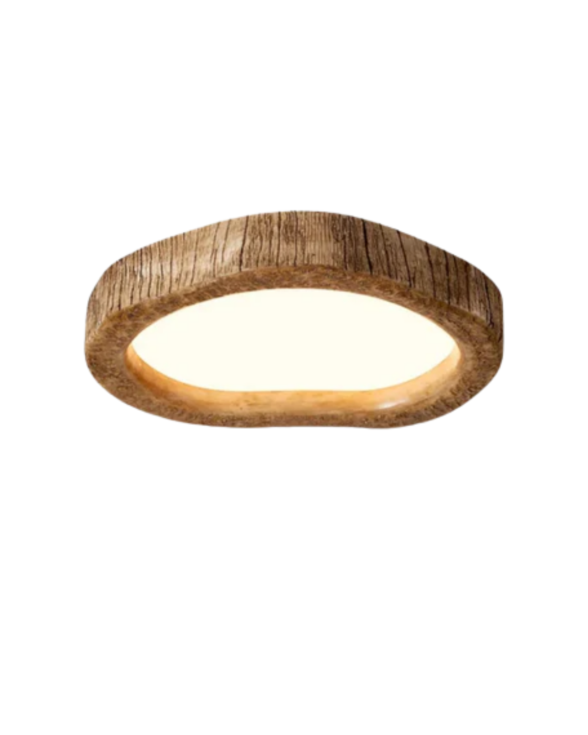 Round Wood-Effect LED Ceiling Light, Low Profile, 3 Sizes