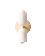 Twin Glass Shade Wall Light, E27, Six Colours, Plug-In or Wired