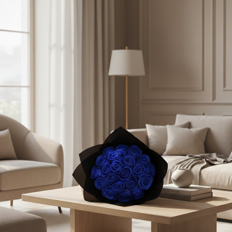 Preserved Rose in Clear Acrylic Dome, 25 cm, Red or Blue
