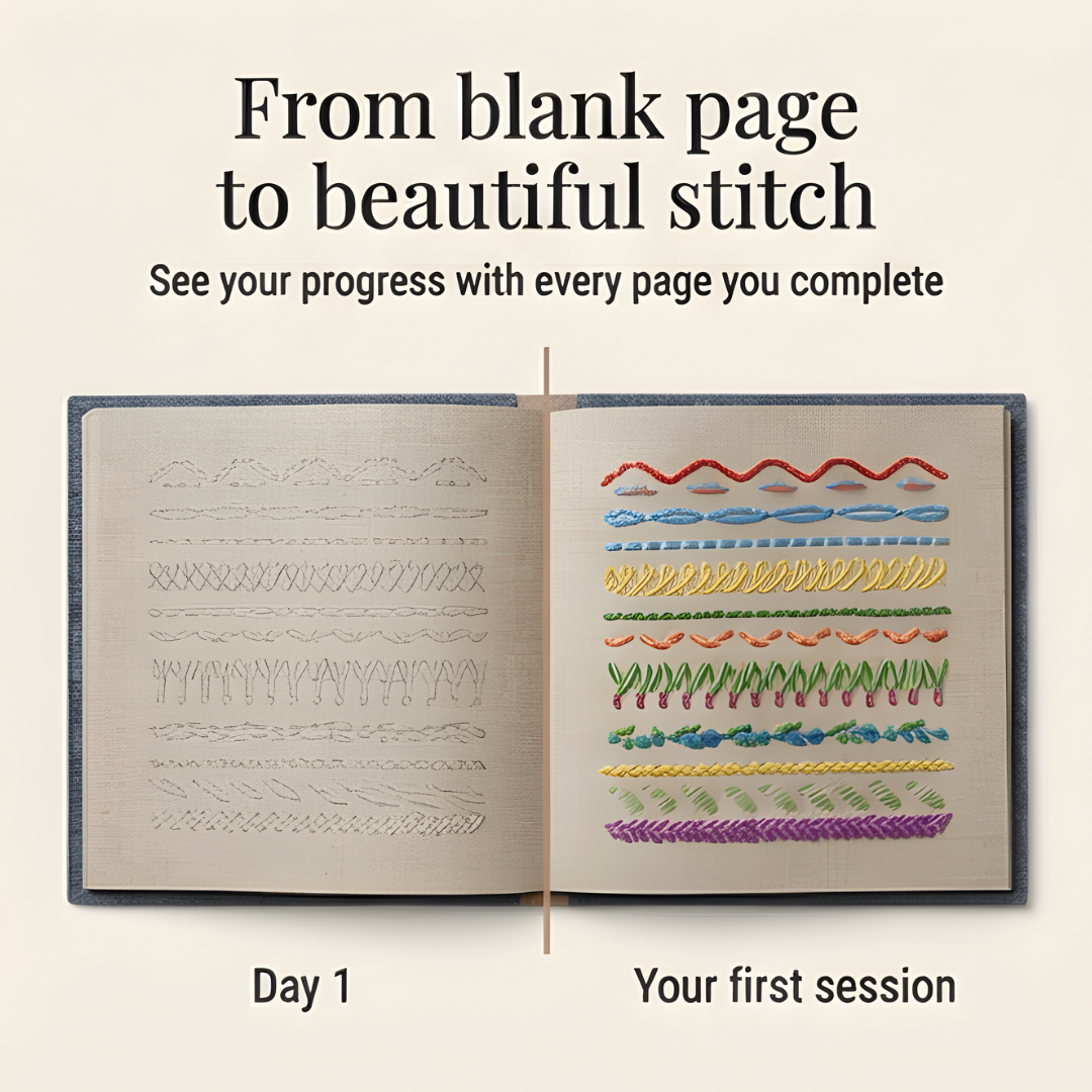 Embroidery Stitch Book Kit, 106 Stitches with 86-Piece Tool Set