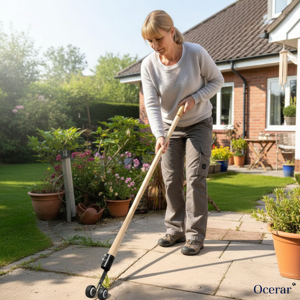 Rolling Manual Weed Remover for Paving Joints, Steel Blade