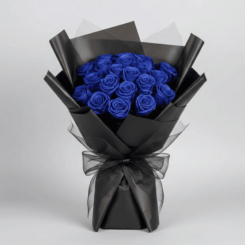 Preserved Rose in Clear Acrylic Dome, 25 cm, Red or Blue