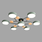 Geometric LED Ceiling Light with Wood Accents, Multi-Head