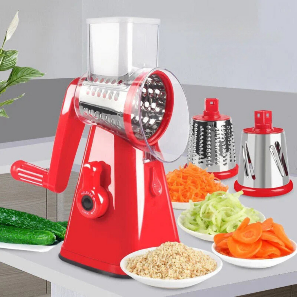 Rotary Grater with 3 Stainless Steel Blades, Dishwasher Safe