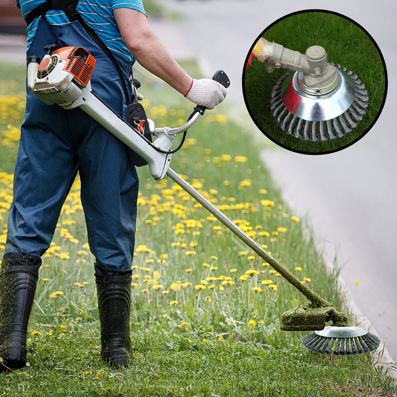 Hardened Steel Wire Brush Trimmer Head, 360 Degrees