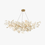 Ceramic Leaf U-Shaped Chandelier in Gold or Nickel, G9
