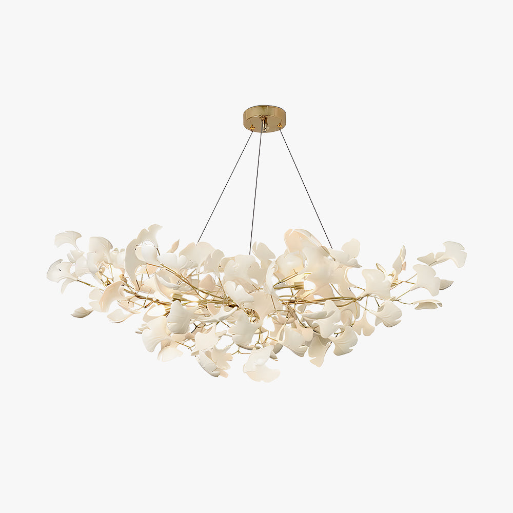 Ceramic Leaf U-Shaped Chandelier in Gold or Nickel, G9