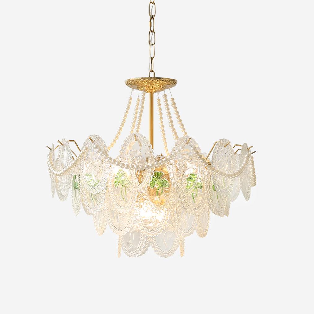 Glass Bead Chandelier with Gold-Effect Frame, 3 or 4 Tiers