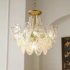 Glass Bead Chandelier with Gold-Effect Frame, 3 or 4 Tiers