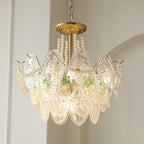 Glass Bead Chandelier with Gold-Effect Frame, 3 or 4 Tiers
