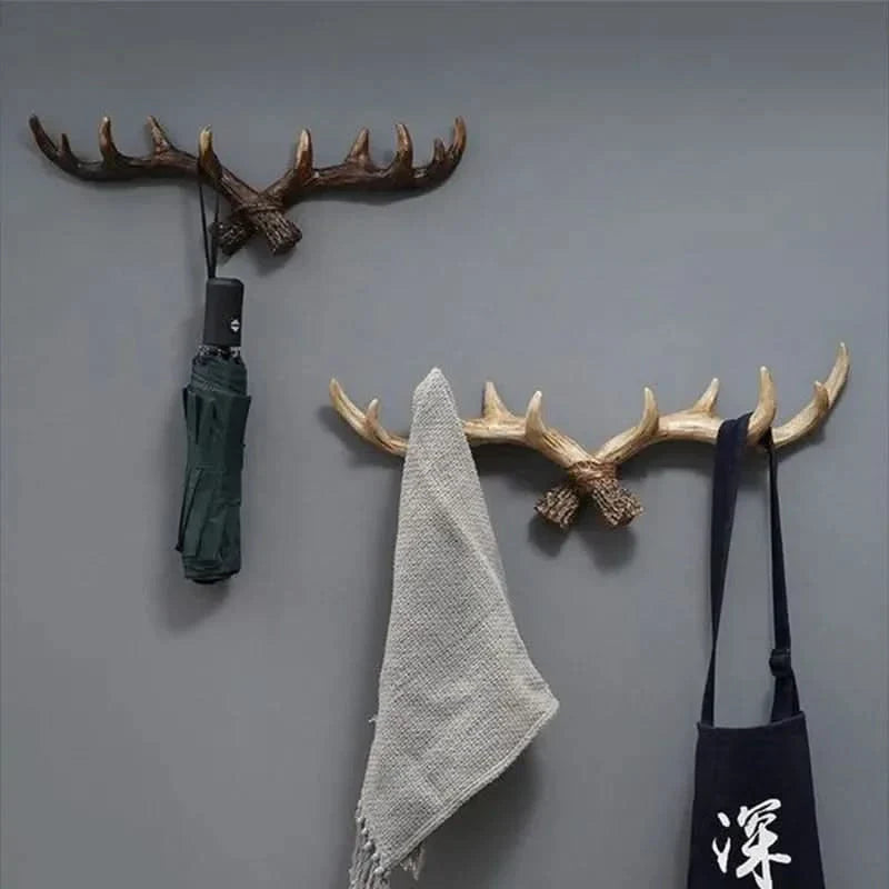Antler Wall Coat Rack in Resin, Multiple Hooks, Three Sizes