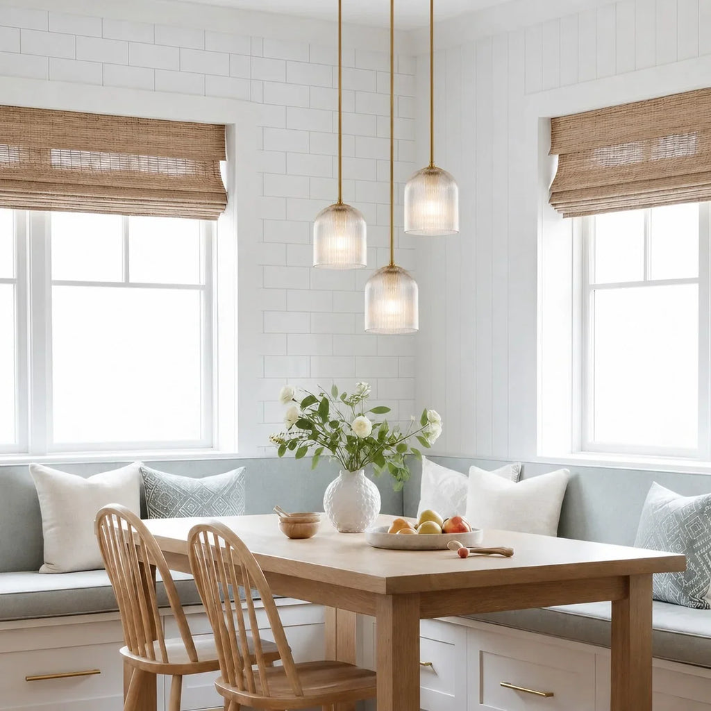 Ribbed Glass Pendant Light with Copper Finish, 11.5 cm