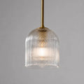 Ribbed Glass Pendant Light with Copper Finish, 11.5 cm