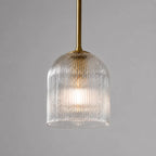 Ribbed Glass Pendant Light with Copper Finish, 11.5 cm