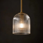 Ribbed Glass Pendant Light with Copper Finish, 11.5 cm