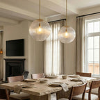 Ribbed Glass Pendant Light with Copper Finish, 11.5 cm