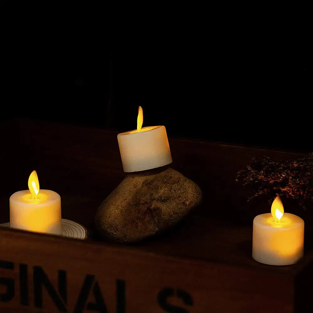 LED Tea Lights with Remote and Timer, Real Wax Finish