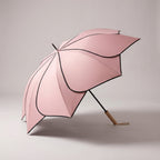 Flower-Shaped Umbrella with Wooden Handle, UV Coated