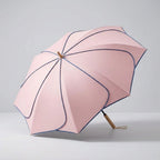Flower-Shaped Umbrella with Wooden Handle, UV Coated