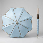 Flower-Shaped Umbrella with Wooden Handle, UV Coated