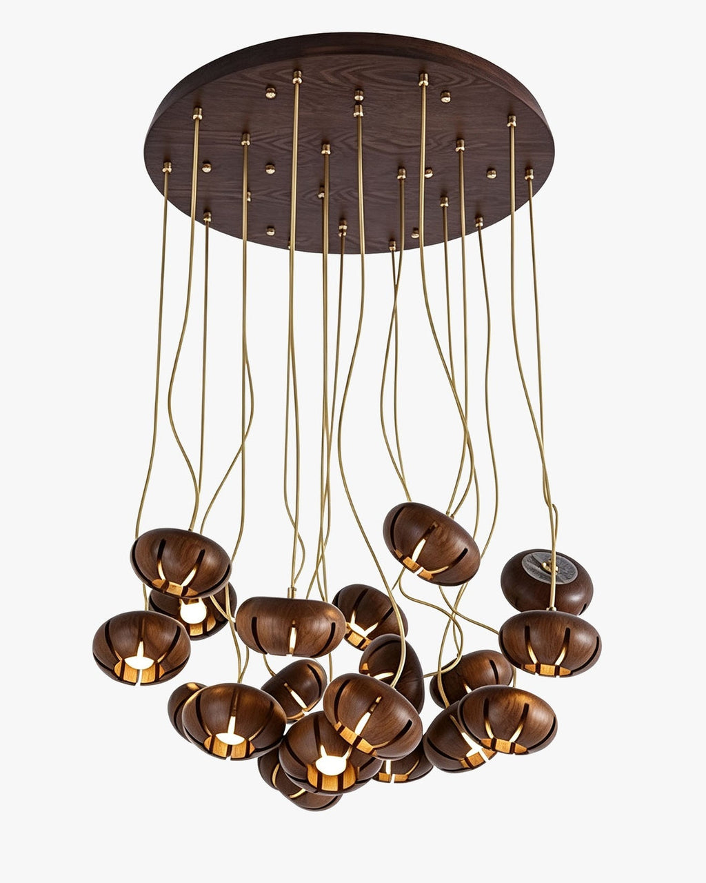 Wooden Cluster Chandelier with Multiple Lights, Warm White