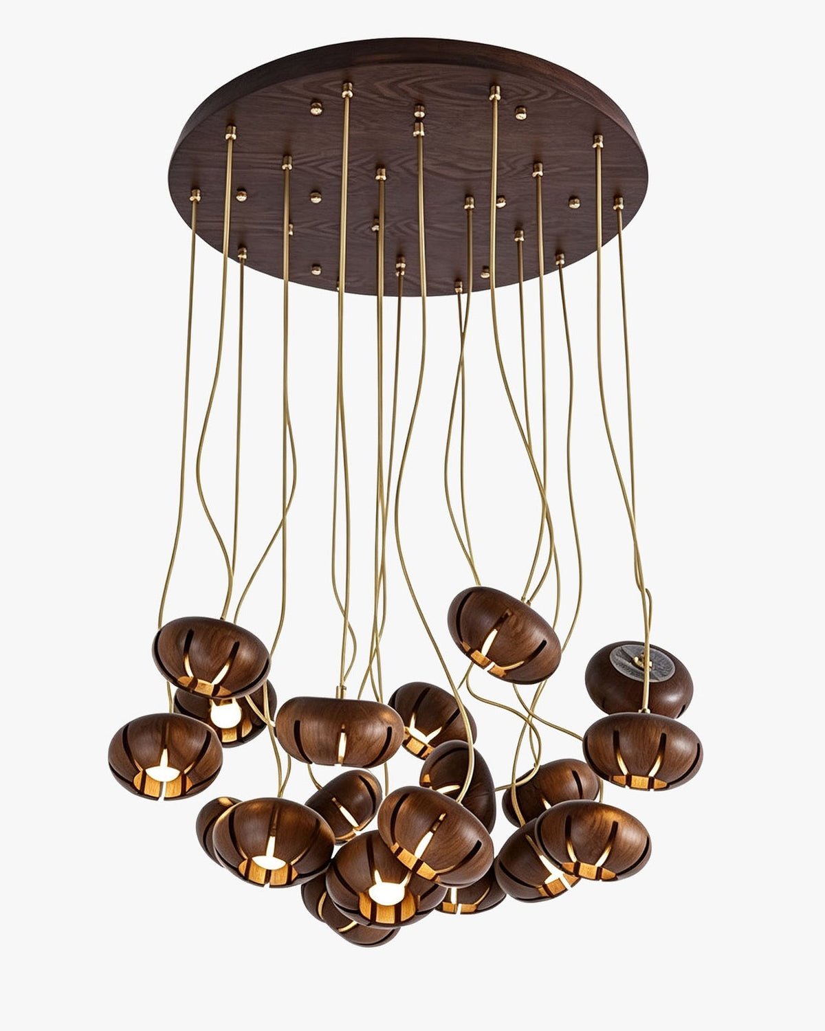 Wooden Cluster Chandelier with Multiple Lights, Warm White