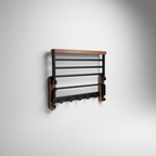Walnut and Aluminium Wall Shelf for Towels, 50 or 60 cm