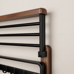 Walnut and Aluminium Wall Shelf for Towels, 50 or 60 cm