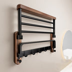 Walnut and Aluminium Wall Shelf for Towels, 50 or 60 cm
