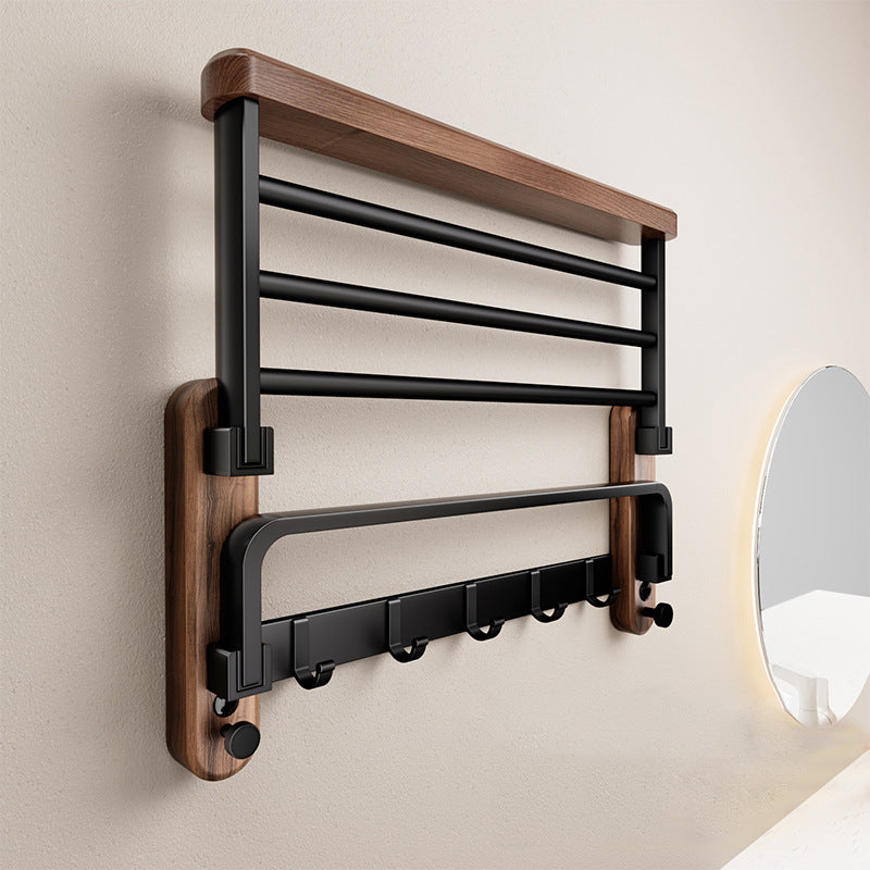 Walnut and Aluminium Wall Shelf for Towels, 50 or 60 cm