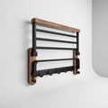 Walnut and Aluminium Wall Shelf for Towels, 50 or 60 cm