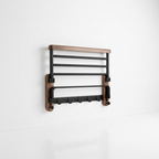 Walnut and Aluminium Wall Shelf for Towels, 50 or 60 cm